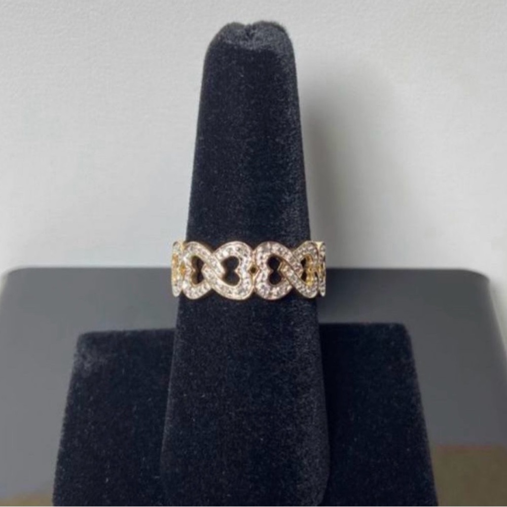 14k gold heart ring clear stones